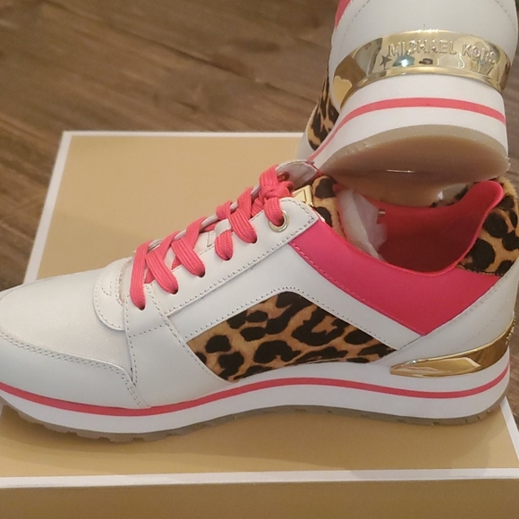 Michael Kors Billie Trainer Leather/Leopard Sneak - Picture 3 of 11